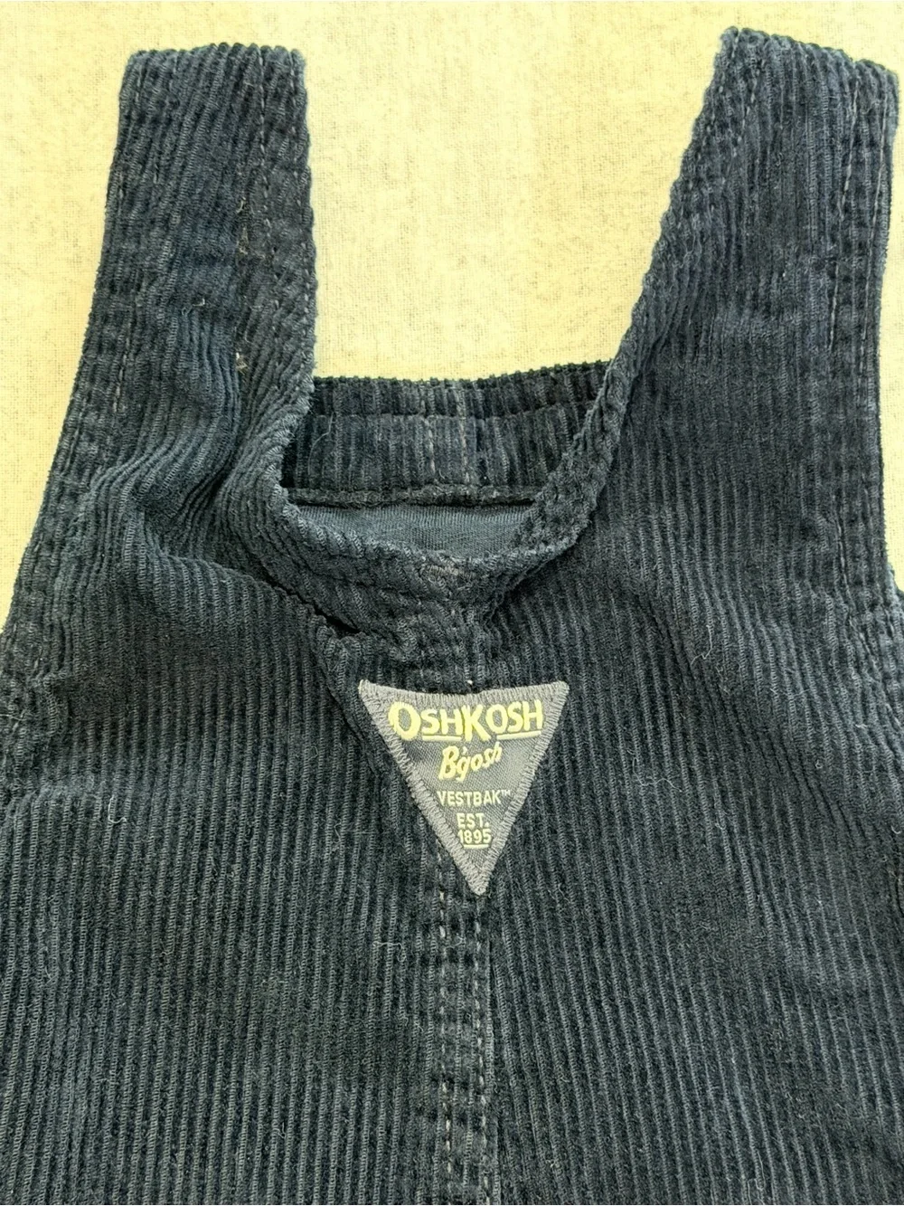OshKosh B’gosh Baby Toddler Navy Corduroy Overalls Vestbak Cargo Pockets 18M EUC